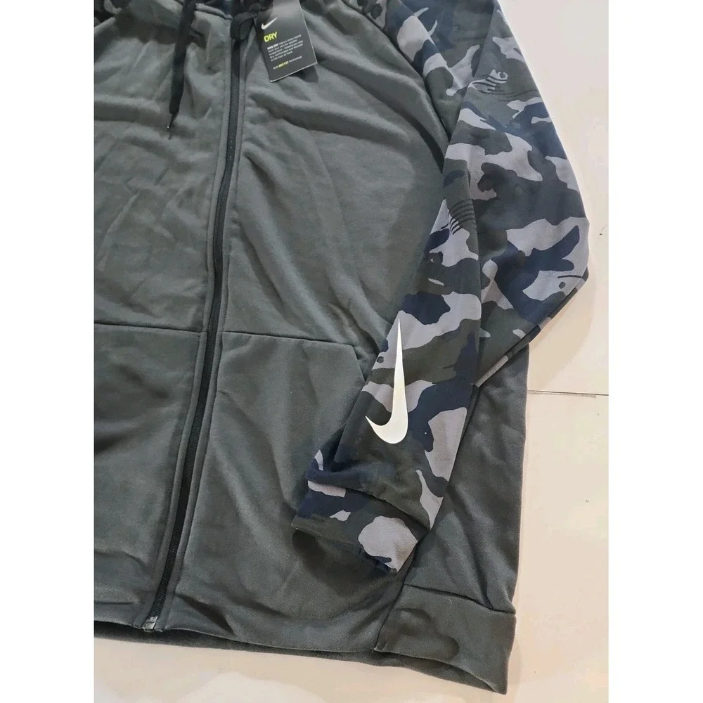 Nike Men's Dri-FIT Full Zip Camo Training Hoodie XL Anthracite‎ Gray AR3112-060